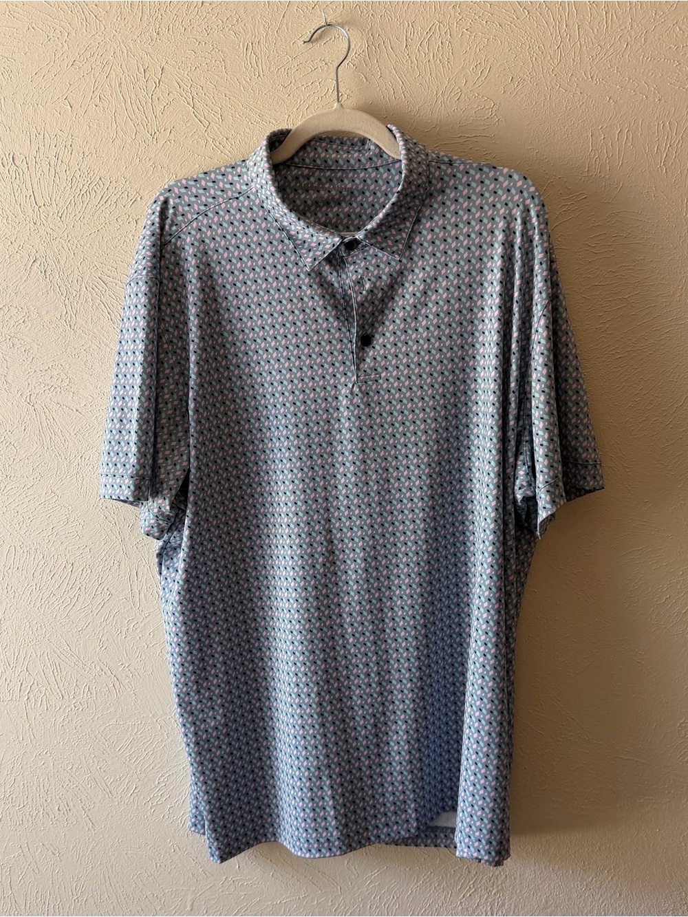 Mizzen+Main Light Blue Micro-Print Polo